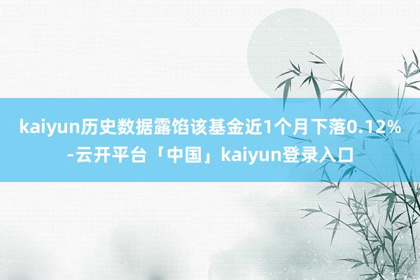 kaiyun历史数据露馅该基金近1个月下落0.12%-云开平台「中国」kaiyun登录入口